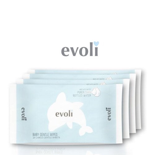 Evoli Gentle Baby Wipes (20 sheets x 4 packs)