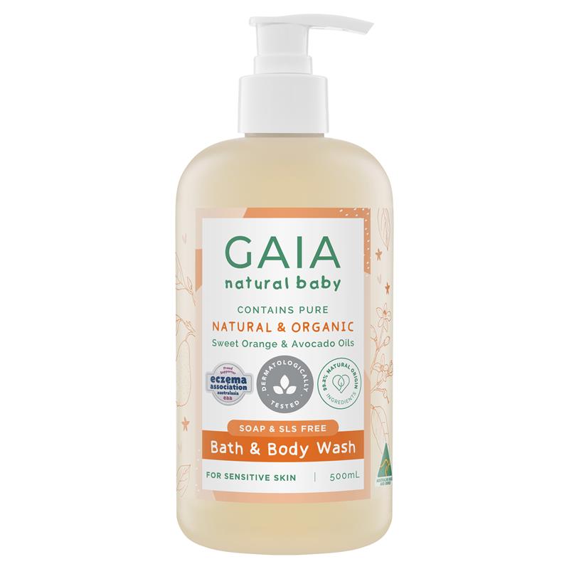 GAIA Baby Bath & Body Wash (Sweet Orange & Avocado Oils, 500 ml)