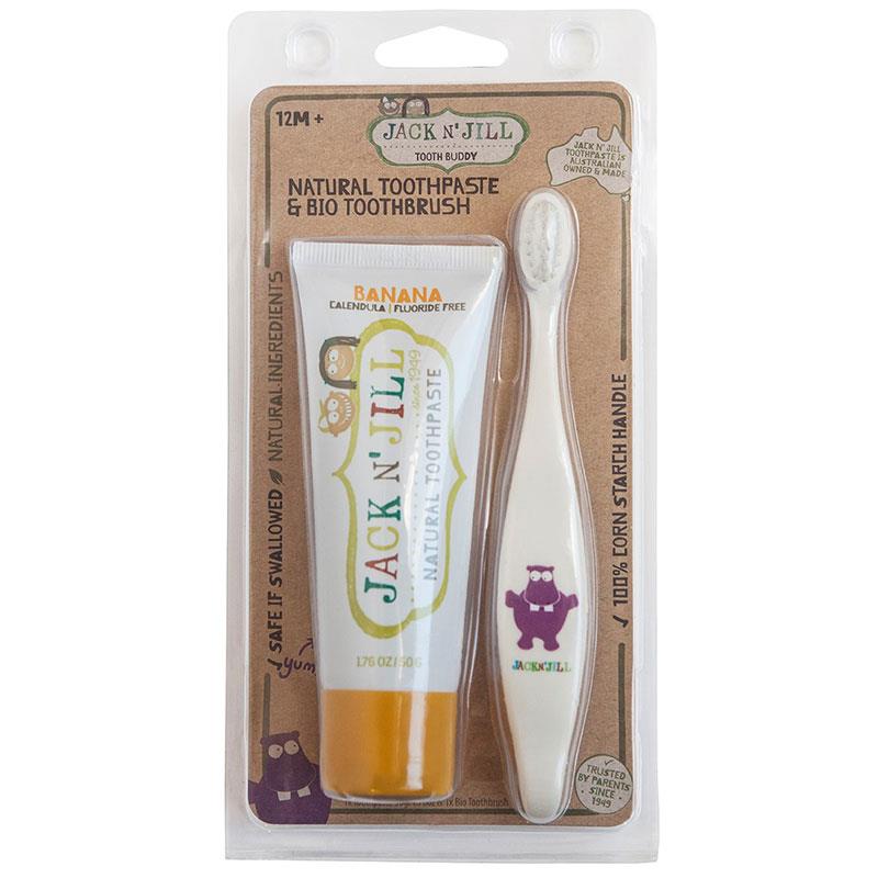 Jack N' Jill Banana Natural Toothpaste (50g) & Bio Toothbrush